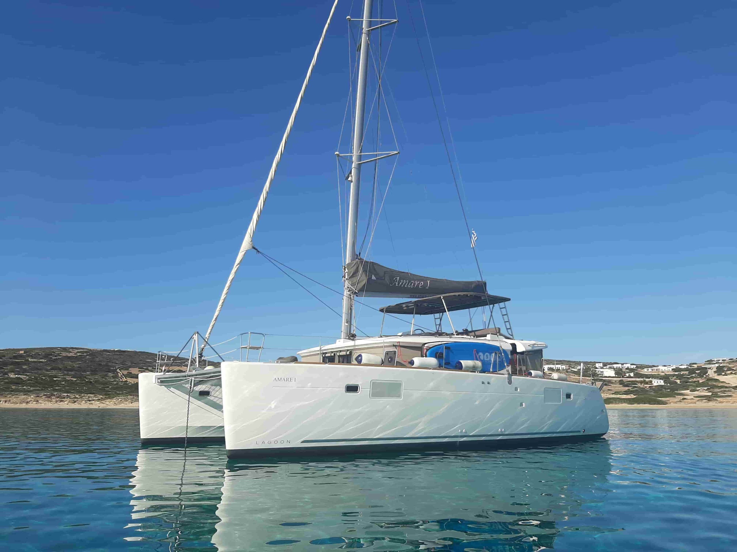 Amare I Lagoon 450 F Luxury Bareboat Skippered Yachting Sailing Catamaran Yacht Charter Rental Greece exterior